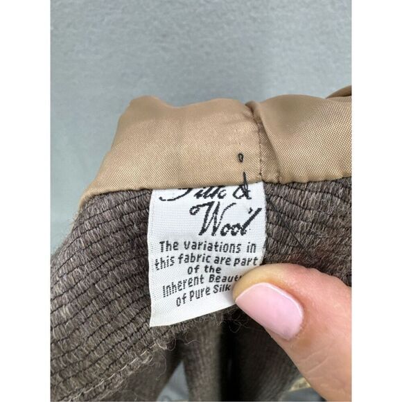 Vintage Silk & Wool Womens Tan Khaki High Waisted Pleated Trousers Pants Size 8 - Picture 8 of 10